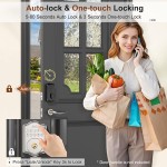 OCDR Fingerprint Door Lock, Keyless Entry Door Lock with Code, Voice Guidance Electronic Keypad Deadbolt Smart Locks for Front Door, Easy to Install, Anti-Peeping Password, Auto Lock, Satin Nickel