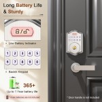 OCDR Fingerprint Door Lock, Keyless Entry Door Lock with Code, Voice Guidance Electronic Keypad Deadbolt Smart Locks for Front Door, Easy to Install, Anti-Peeping Password, Auto Lock, Satin Nickel