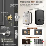 OCDR Fingerprint Door Lock, Keyless Entry Door Lock with Code, Voice Guidance Electronic Keypad Deadbolt Smart Locks for Front Door, Easy to Install, Anti-Peeping Password, Auto Lock, Satin Nickel