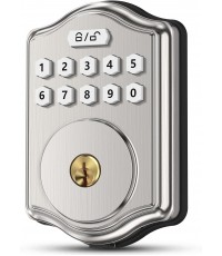 OCDR Fingerprint Door Lock, Keyless Entry Door Lock with Code, Voice Guidance Electronic Keypad Deadbolt Smart Locks for Front Door, Easy to Install, Anti-Peeping Password, Auto Lock, Satin Nickel